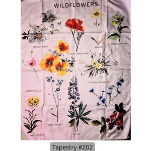 White Boho Wildflowers Tapestry Hanging Wall‎ Decor